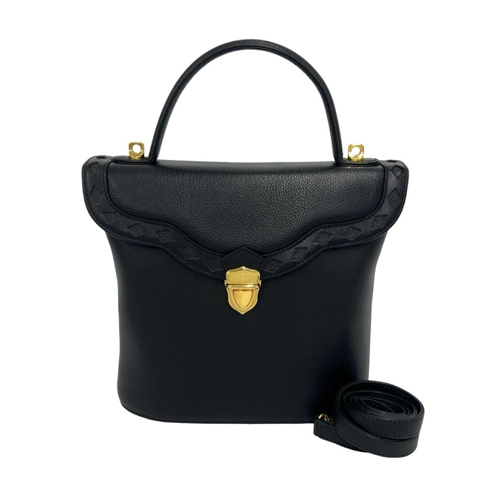 YVES SAINT LAURENT YSL Logo Cutout Leather 2-Way Shoulder Bag/Handbag Black 1...